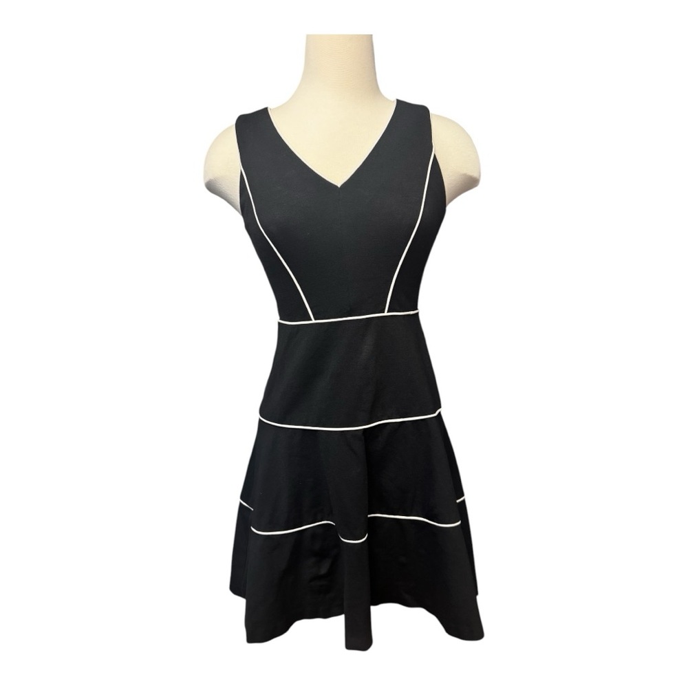 Elegant Black Dress with White Accents